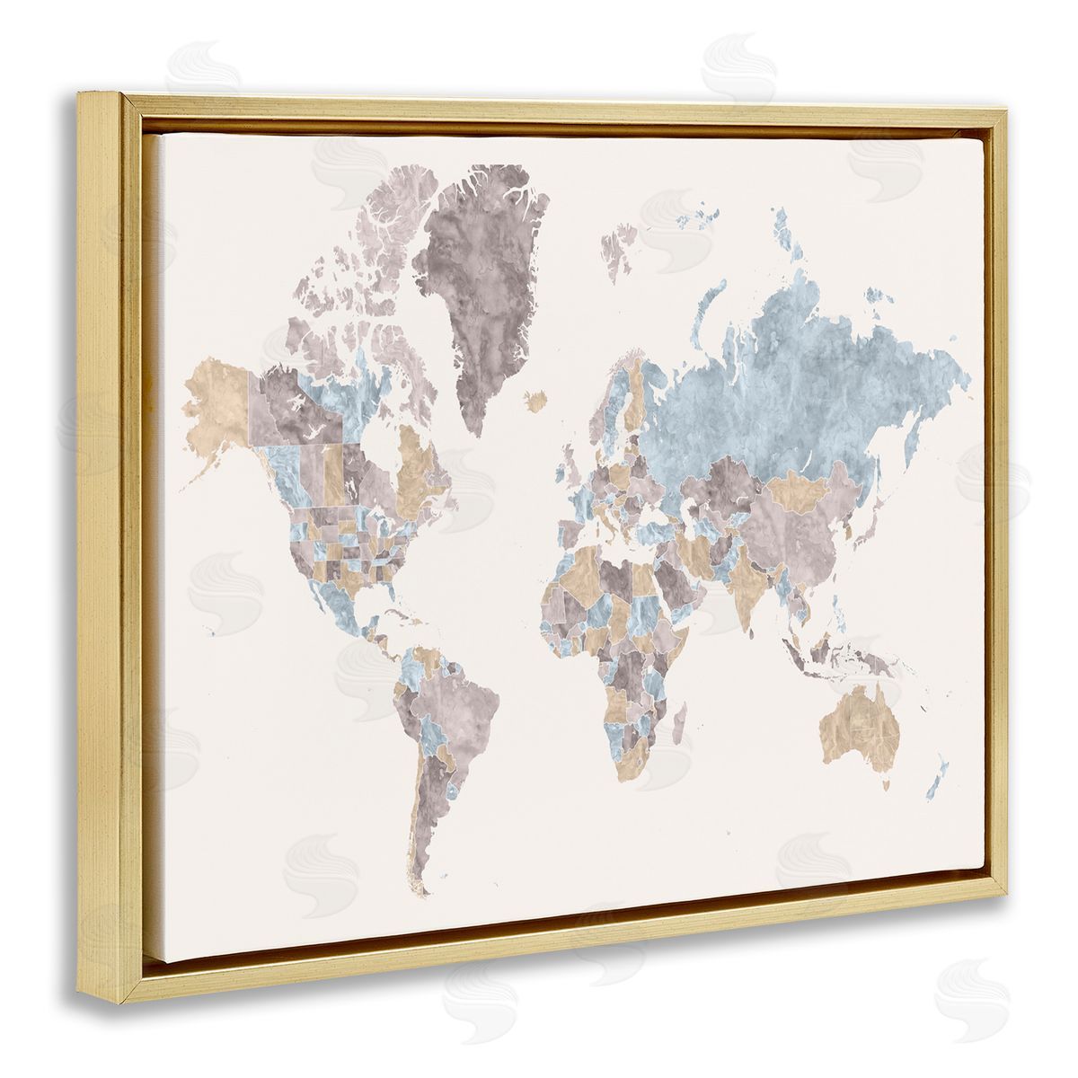 BlursByAI World Map with Borders Contrasting Regional Tones