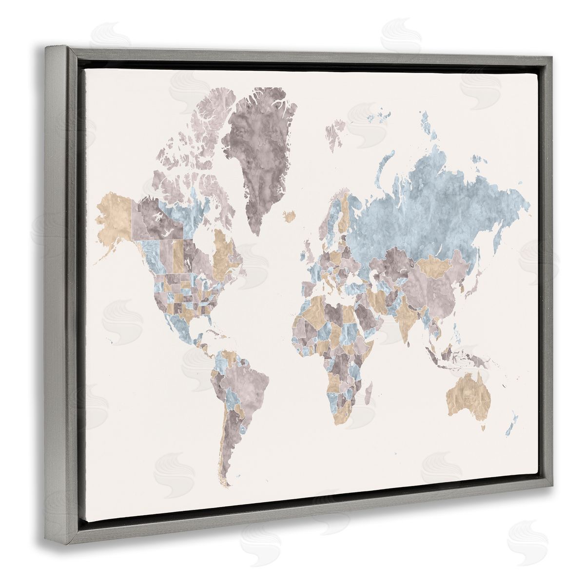 BlursByAI World Map with Borders Contrasting Regional Tones