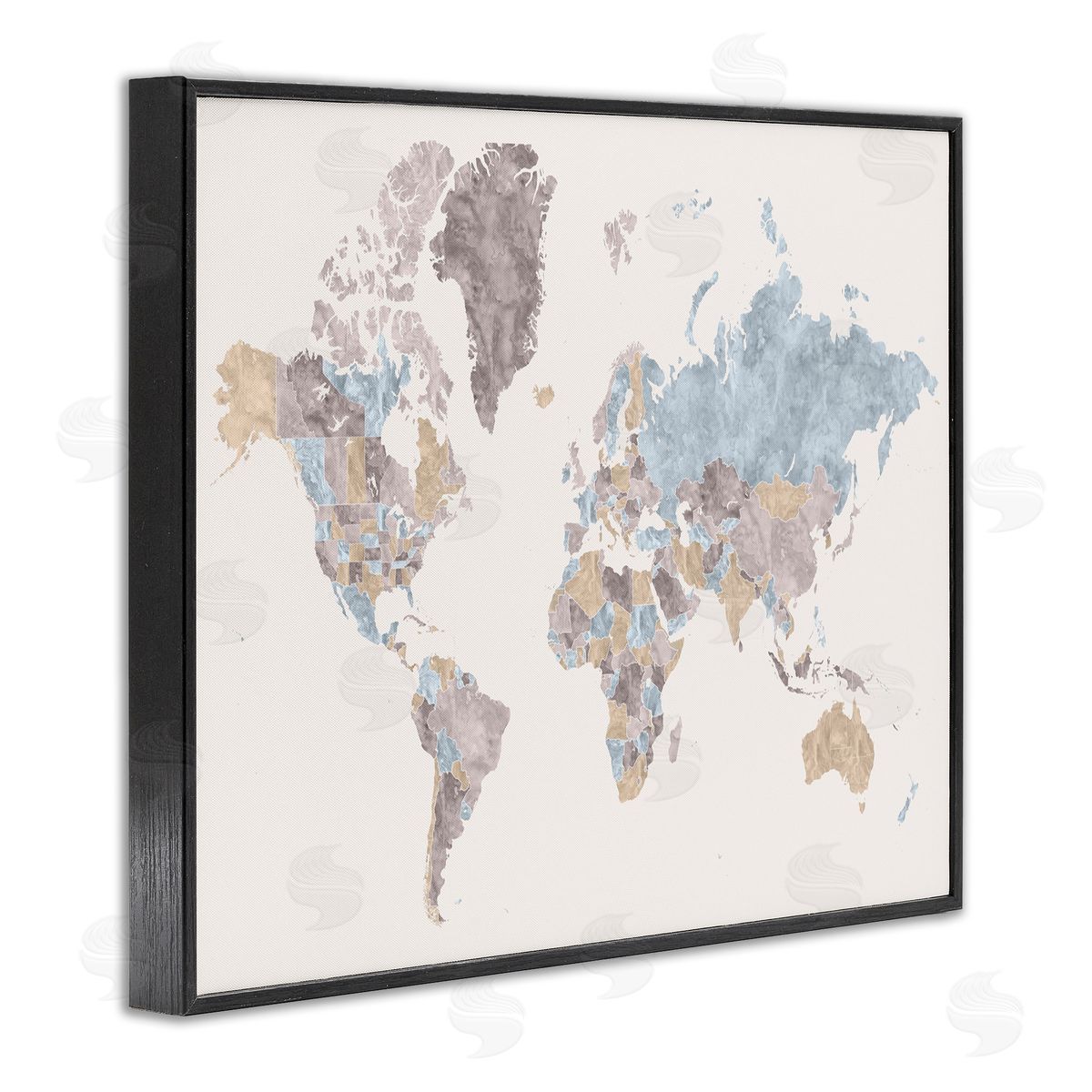 BlursByAI World Map with Borders Contrasting Regional Tones