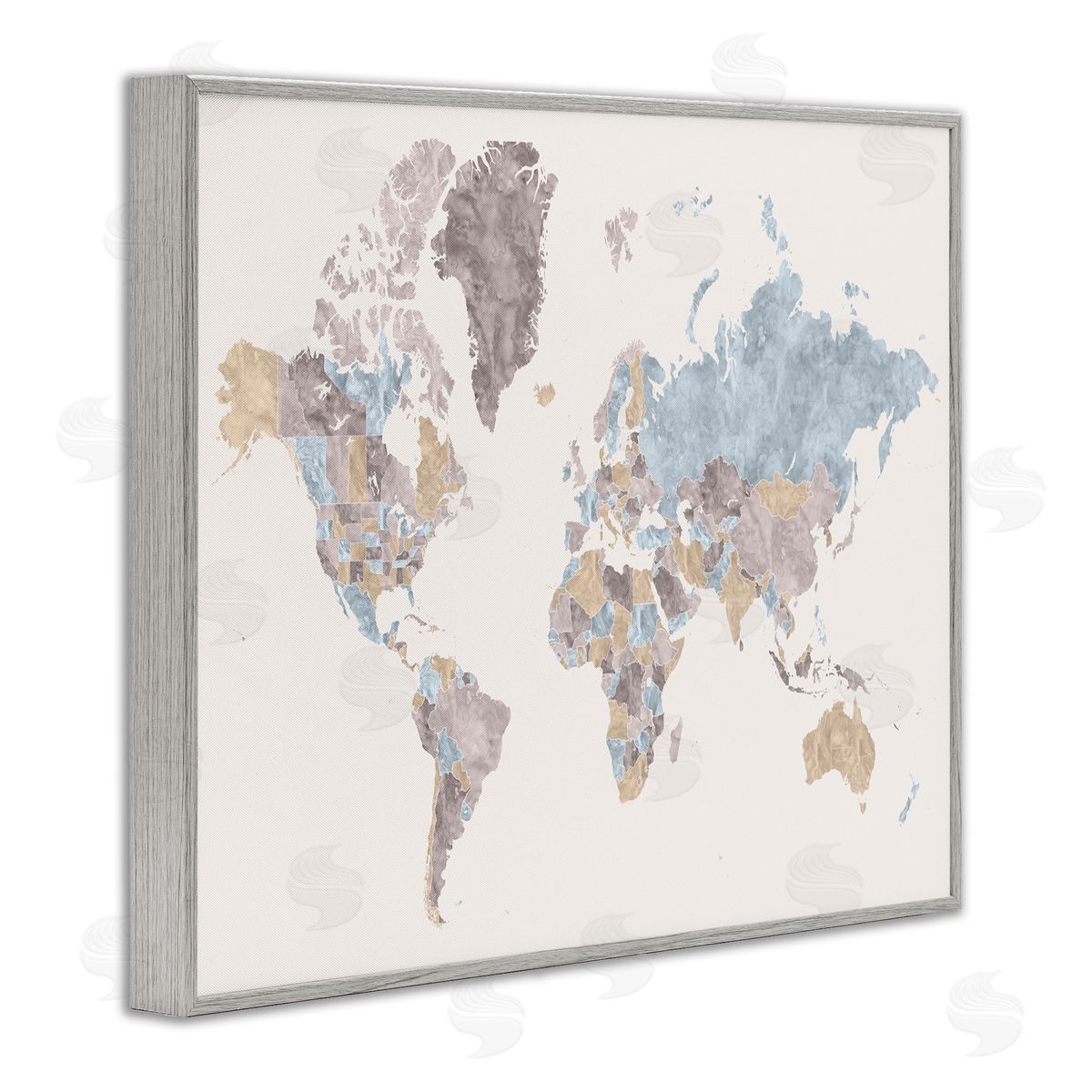 BlursByAI World Map with Borders Contrasting Regional Tones