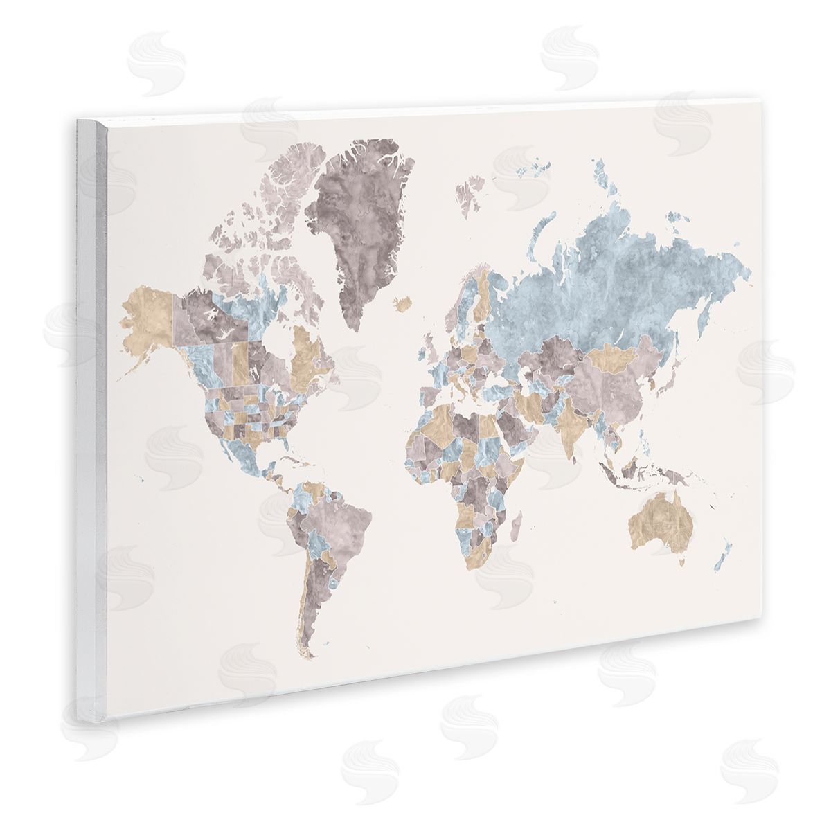 BlursByAI World Map with Borders Contrasting Regional Tones