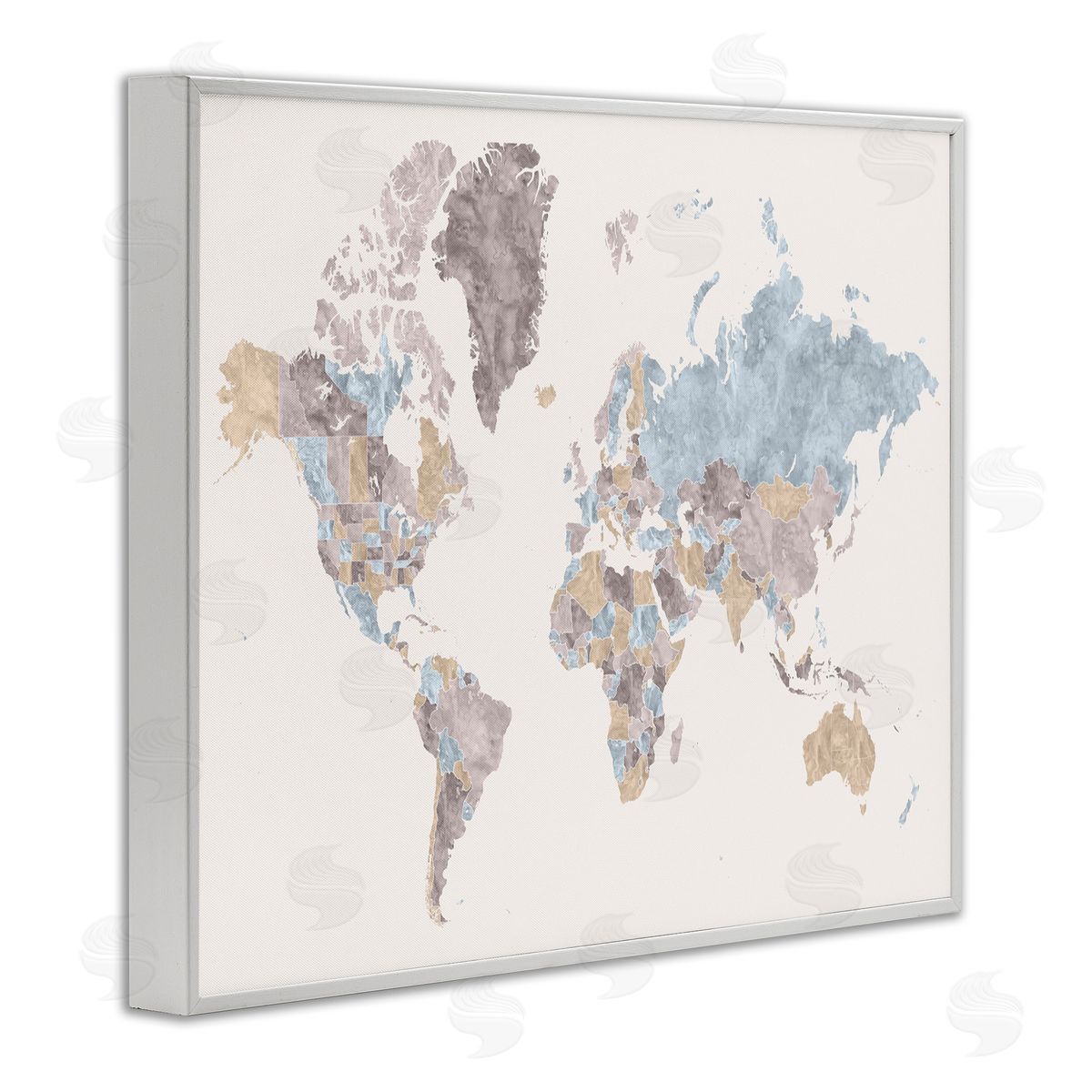 BlursByAI World Map with Borders Contrasting Regional Tones
