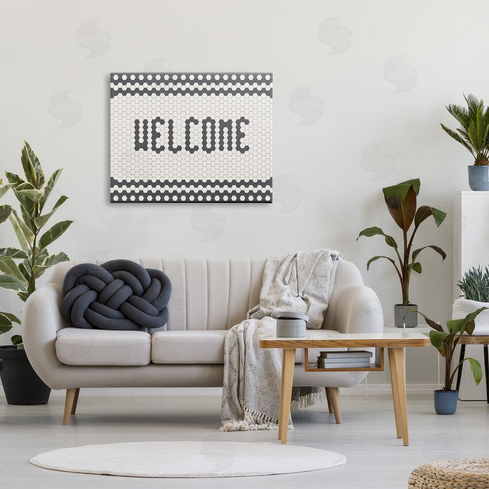 Caroline Alfr_sideeds Welcome Phrase Caf� Bistro Tile Geometric Pattern