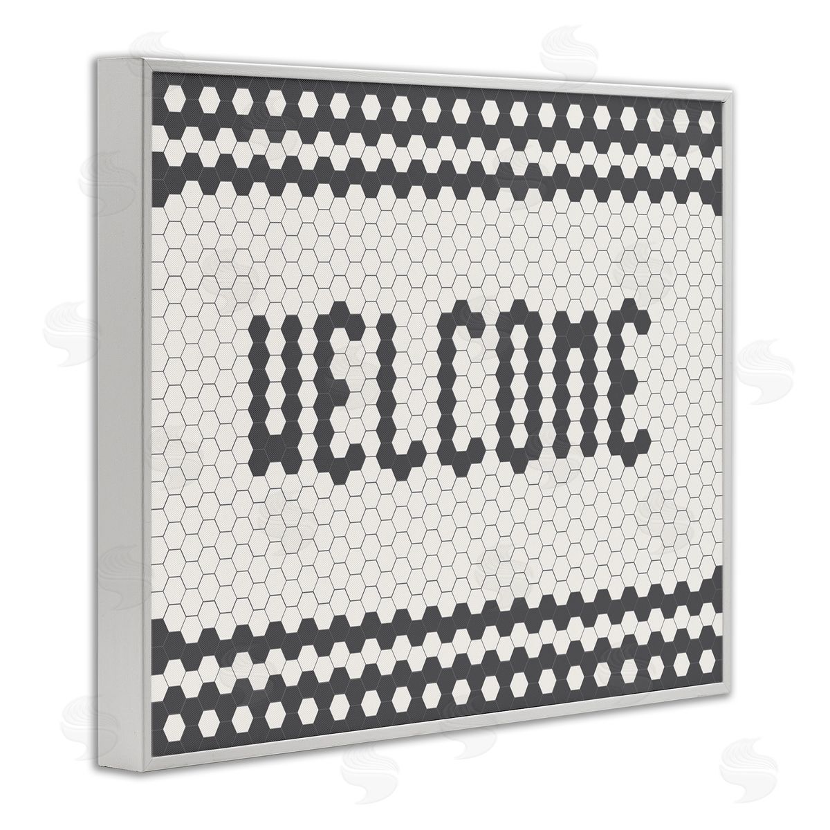 Caroline Alfr_sideeds Welcome Phrase Caf� Bistro Tile Geometric Pattern