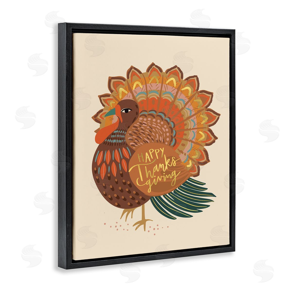 Caroline Alfr_sideeds Happy Thanksgiving Festive Orange Wild Turkey Patterned