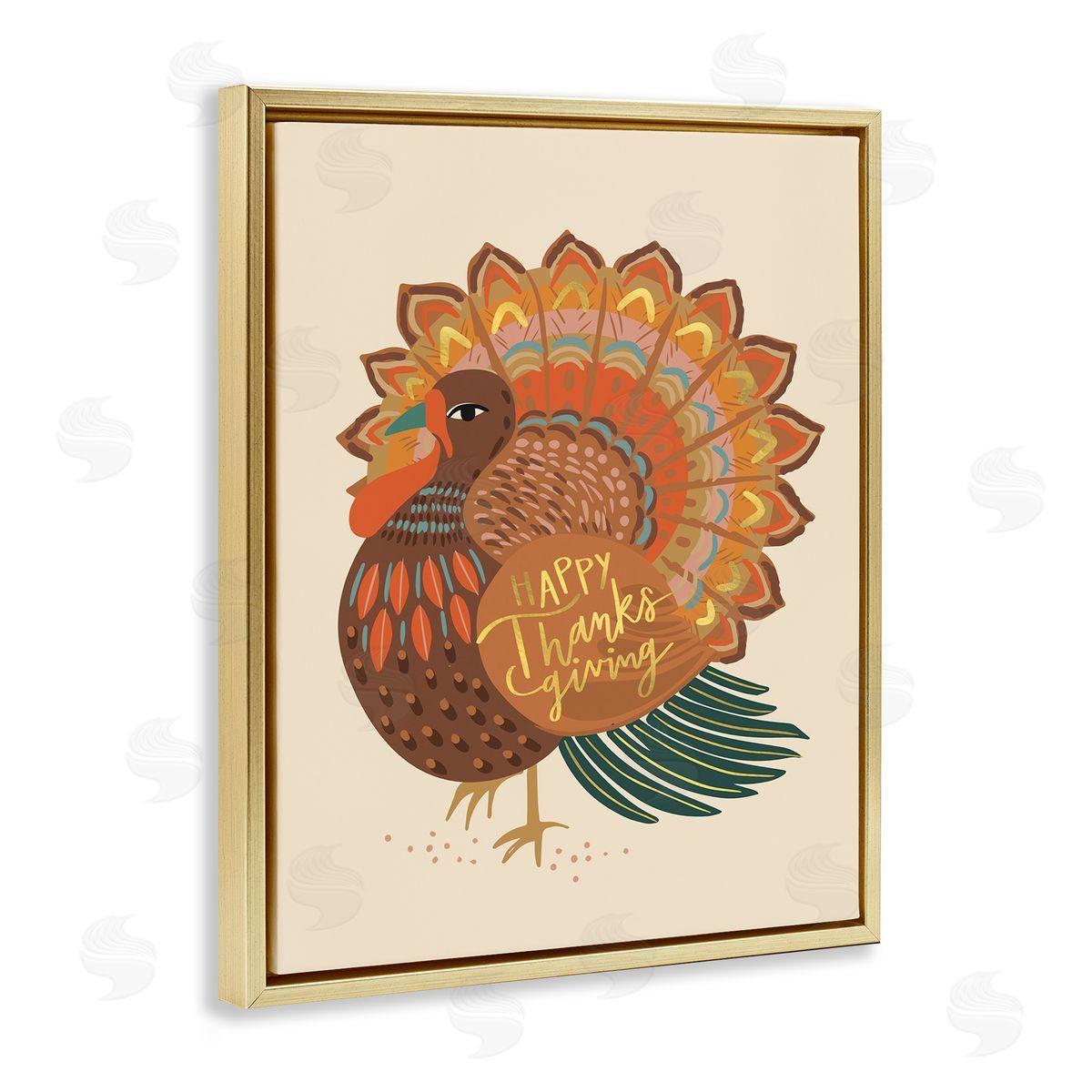 Caroline Alfr_sideeds Happy Thanksgiving Festive Orange Wild Turkey Patterned