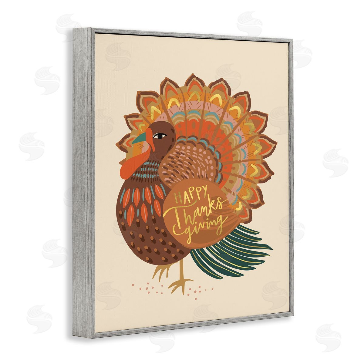 Caroline Alfr_sideeds Happy Thanksgiving Festive Orange Wild Turkey Patterned