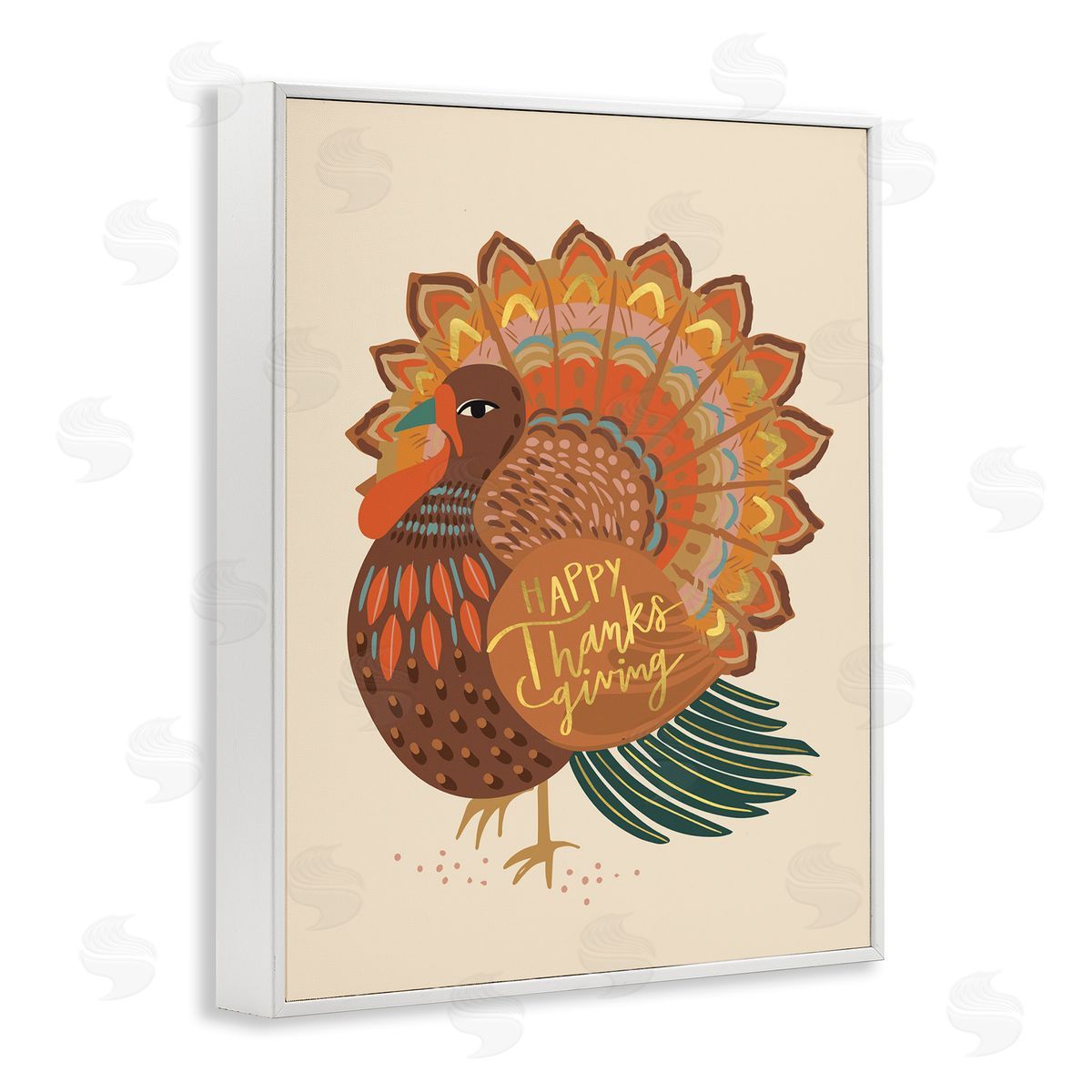 Caroline Alfr_sideeds Happy Thanksgiving Festive Orange Wild Turkey Patterned