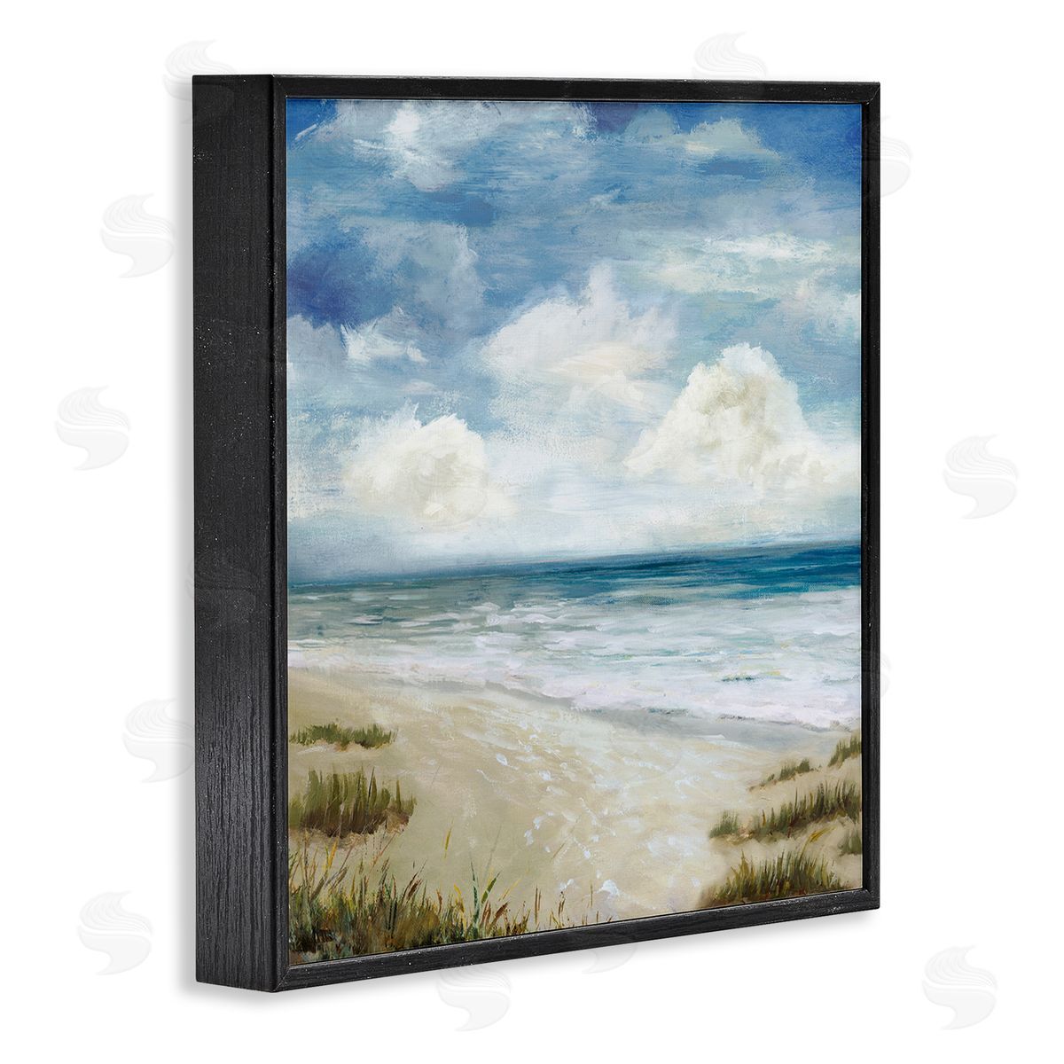 Carson Lyons Cloudy Sky Beach Coast Landscape White Foam Tide Black Framed Glicee Wall Art Print