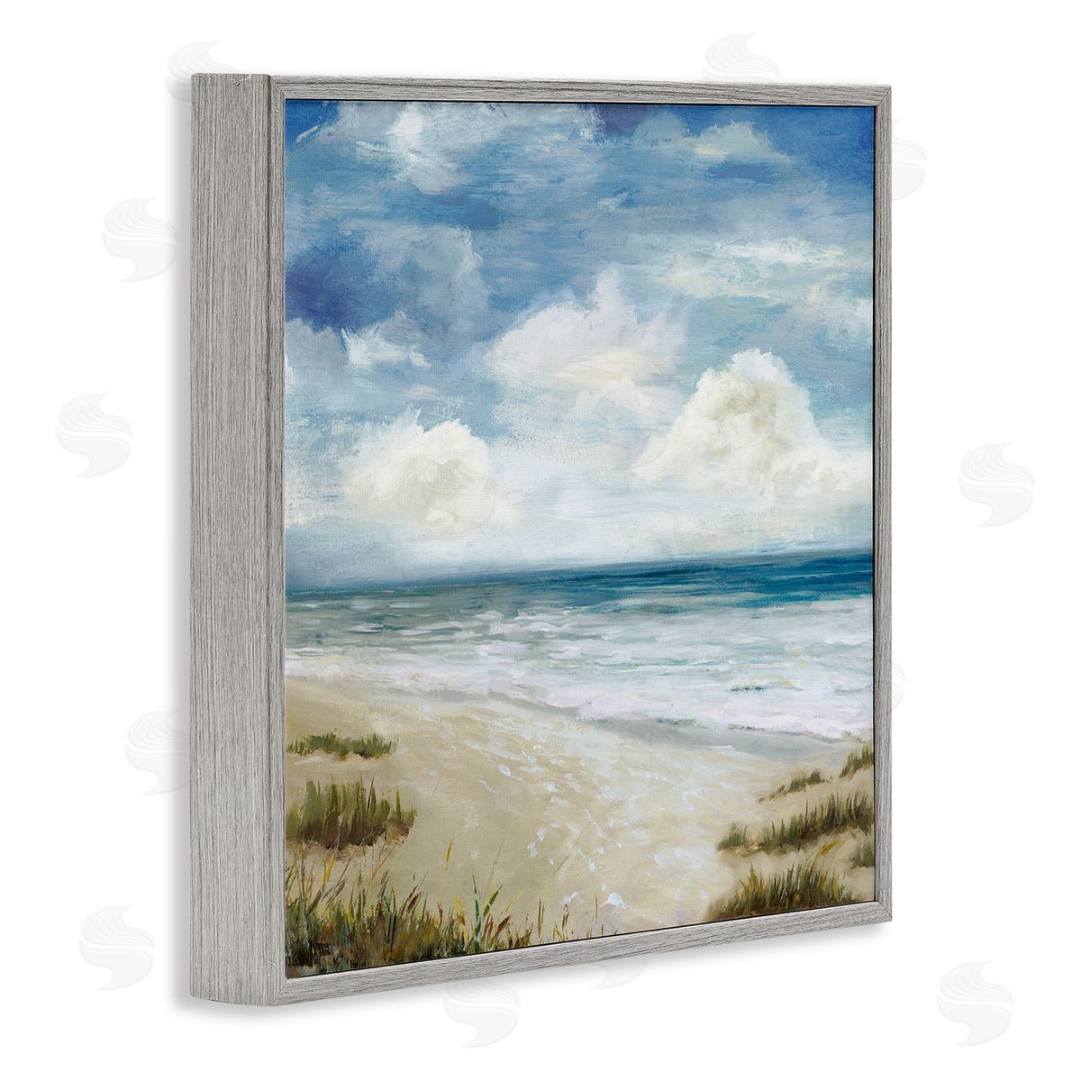 Carson Lyons Cloudy Sky Beach Coast Landscape White Foam Tide Gray Framed Glicee Wall Art Print
