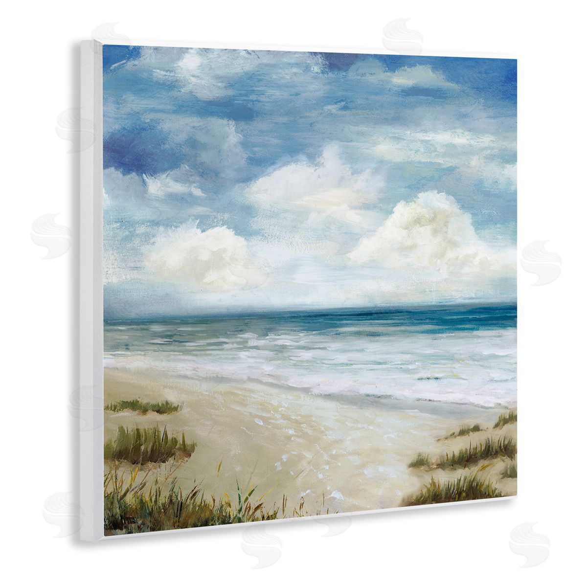 Carson Lyons Cloudy Sky Beach Coast Landscape White Foam Tide Wooden Wall Plaque Art Print