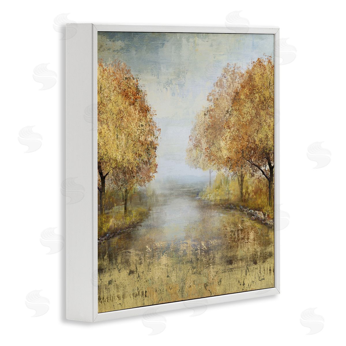 Carson Lyons Golden Autumn Tree Forest Landscape Contemporary Scene White Framed Glicee Wall Art Print
