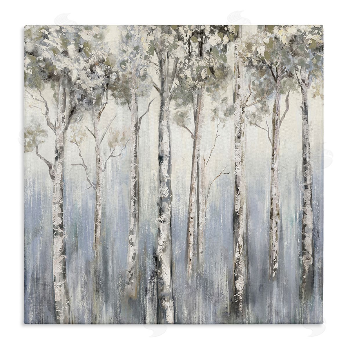 Carson Lyons Mystic White Birch Tree Forest White Grey Bark Stretched Canvas Wall Art Print