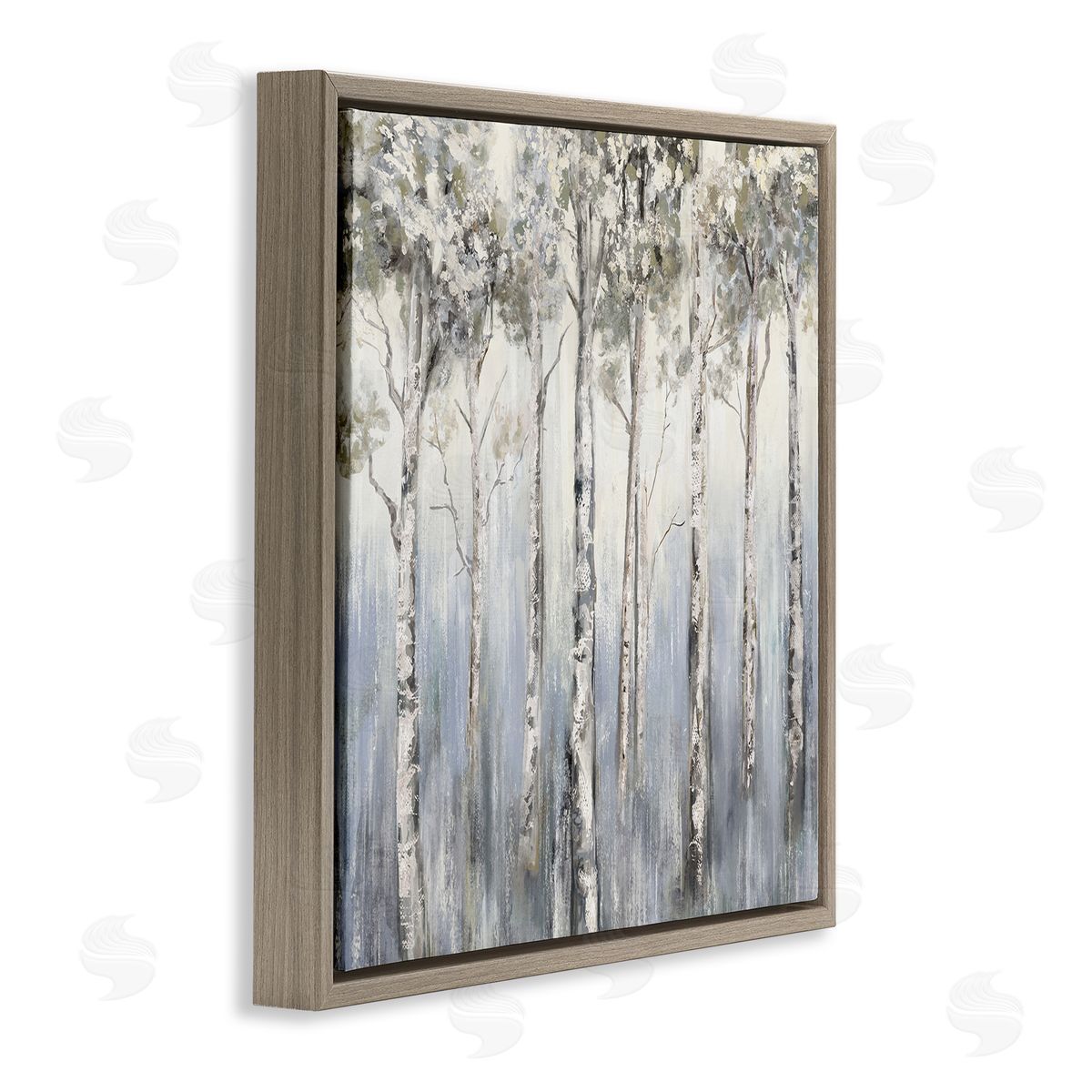 Carson Lyons Mystic White Birch Tree Forest White Grey Bark Brown Floating Frame Canvas Wall Art Print