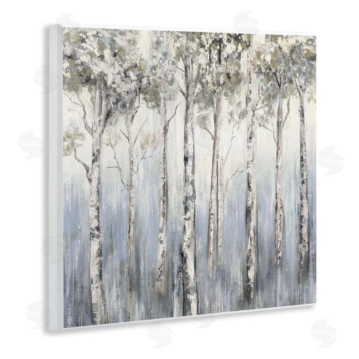 Carson Lyons Mystic White Birch Tree Forest White Grey Bark Wooden Wall Plaque Art Print