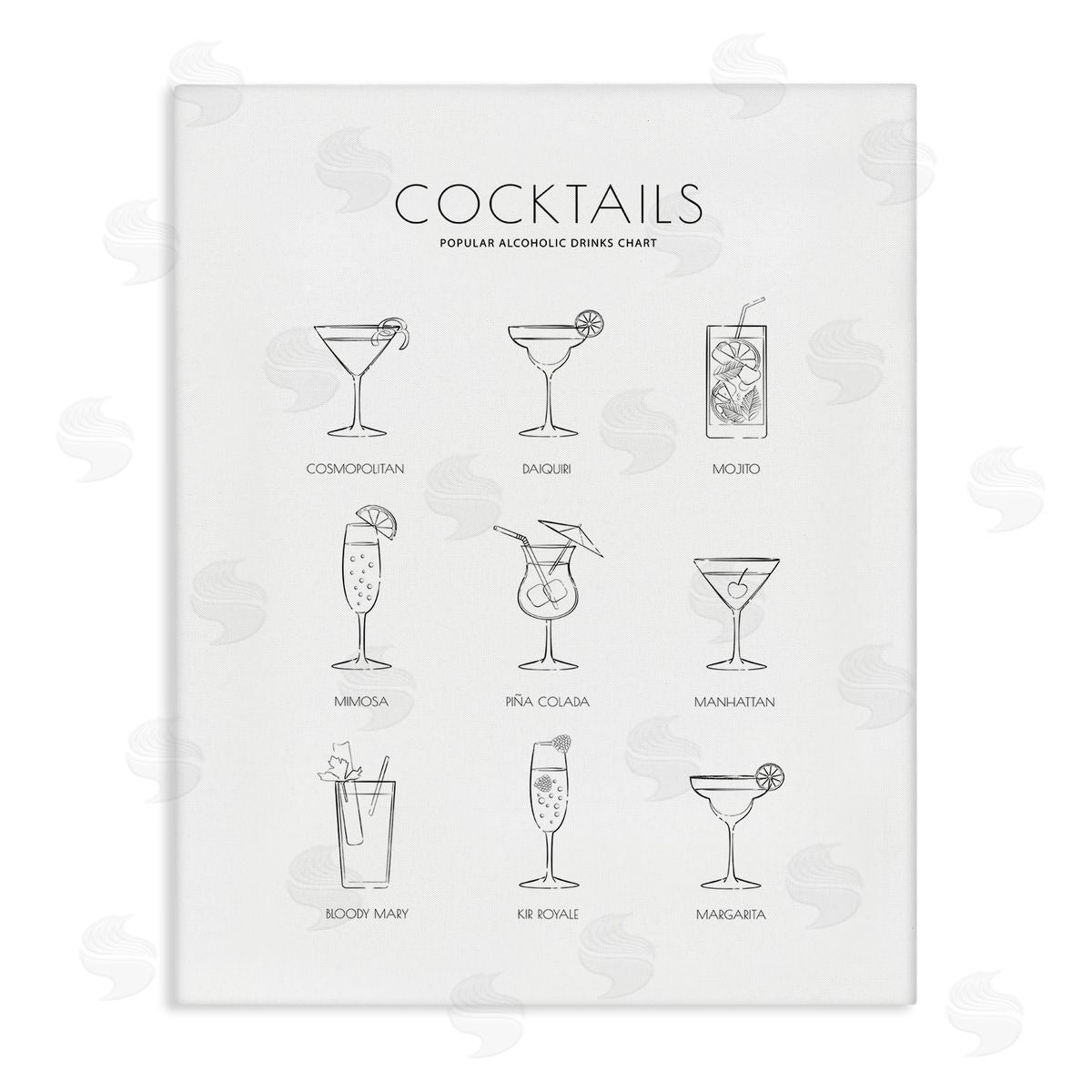 Martina Pavlova Popular Alcoholic Drink Chart Fun Minimal Cocktail Glasses