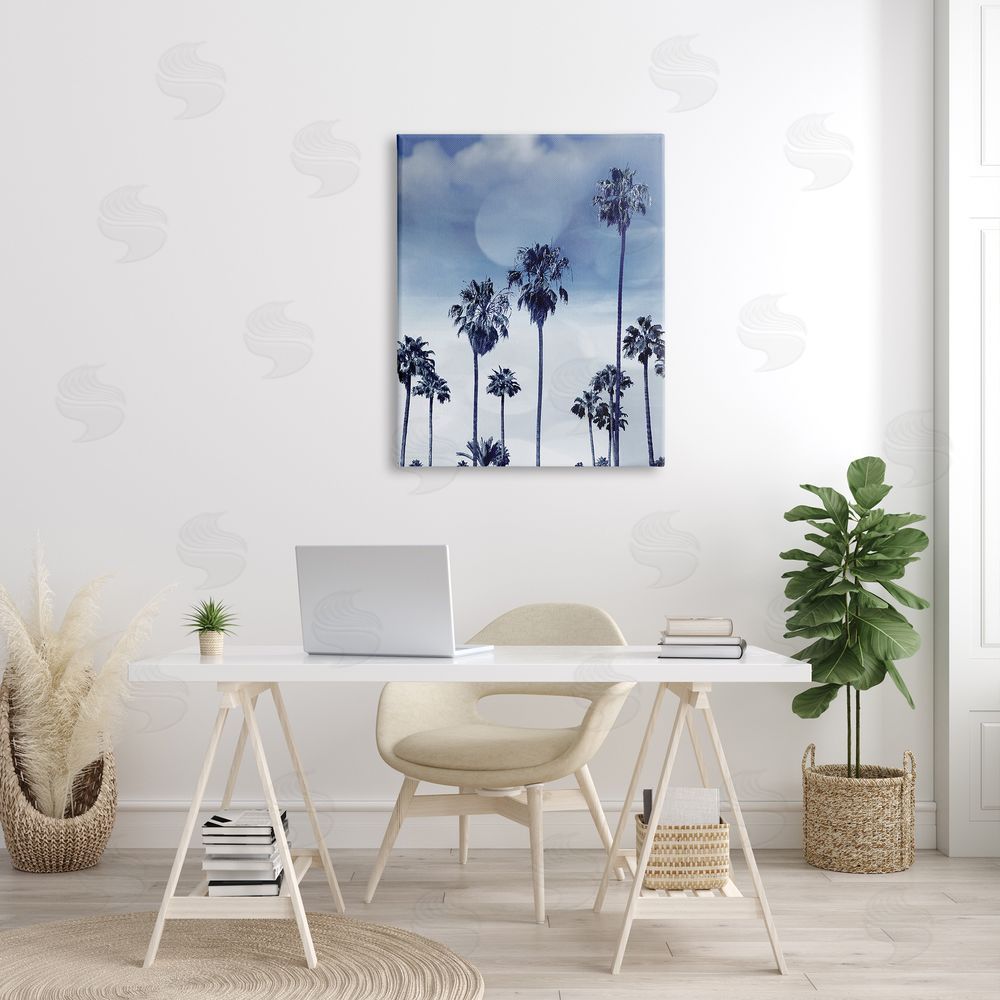 Devon Davis Tall Tropical Pine Trees Monochromatic Blue Landscape