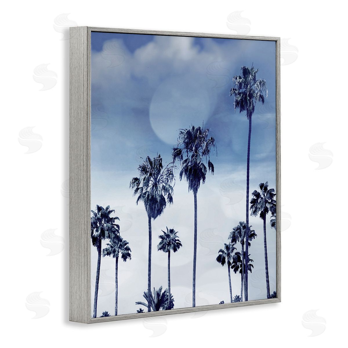 Devon Davis Tall Tropical Pine Trees Monochromatic Blue Landscape