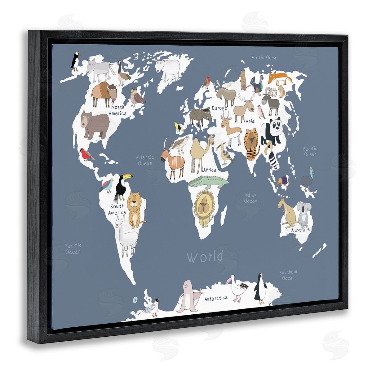 Carla Daly Adorable Animal World Map Kid's Lion Tiger Bear