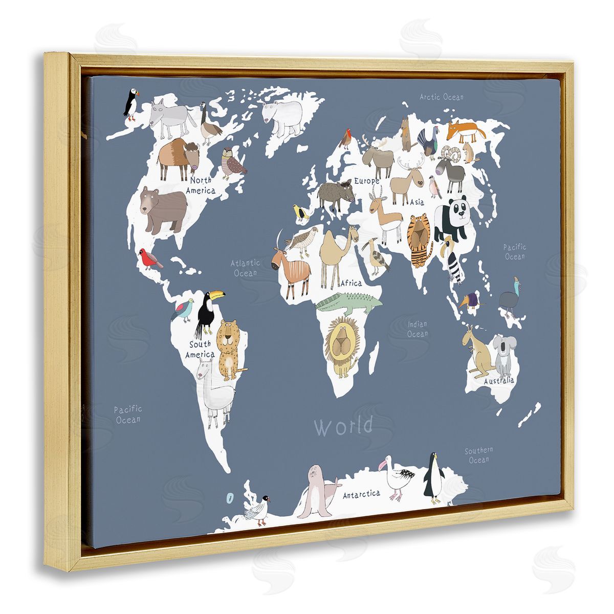 Carla Daly Adorable Animal World Map Kid's Lion Tiger Bear