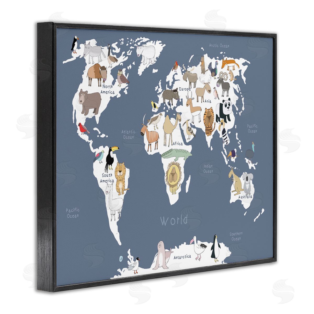 Carla Daly Adorable Animal World Map Kid's Lion Tiger Bear