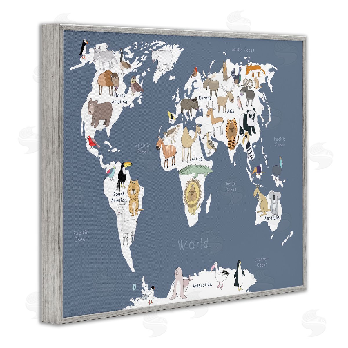 Carla Daly Adorable Animal World Map Kid's Lion Tiger Bear
