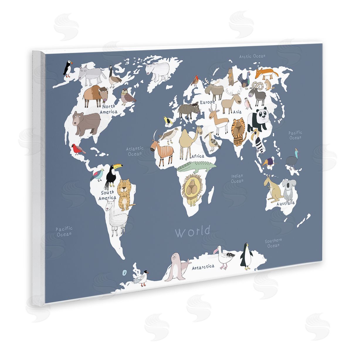 Carla Daly Adorable Animal World Map Kid's Lion Tiger Bear