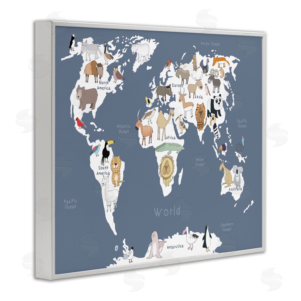 Carla Daly Adorable Animal World Map Kid's Lion Tiger Bear