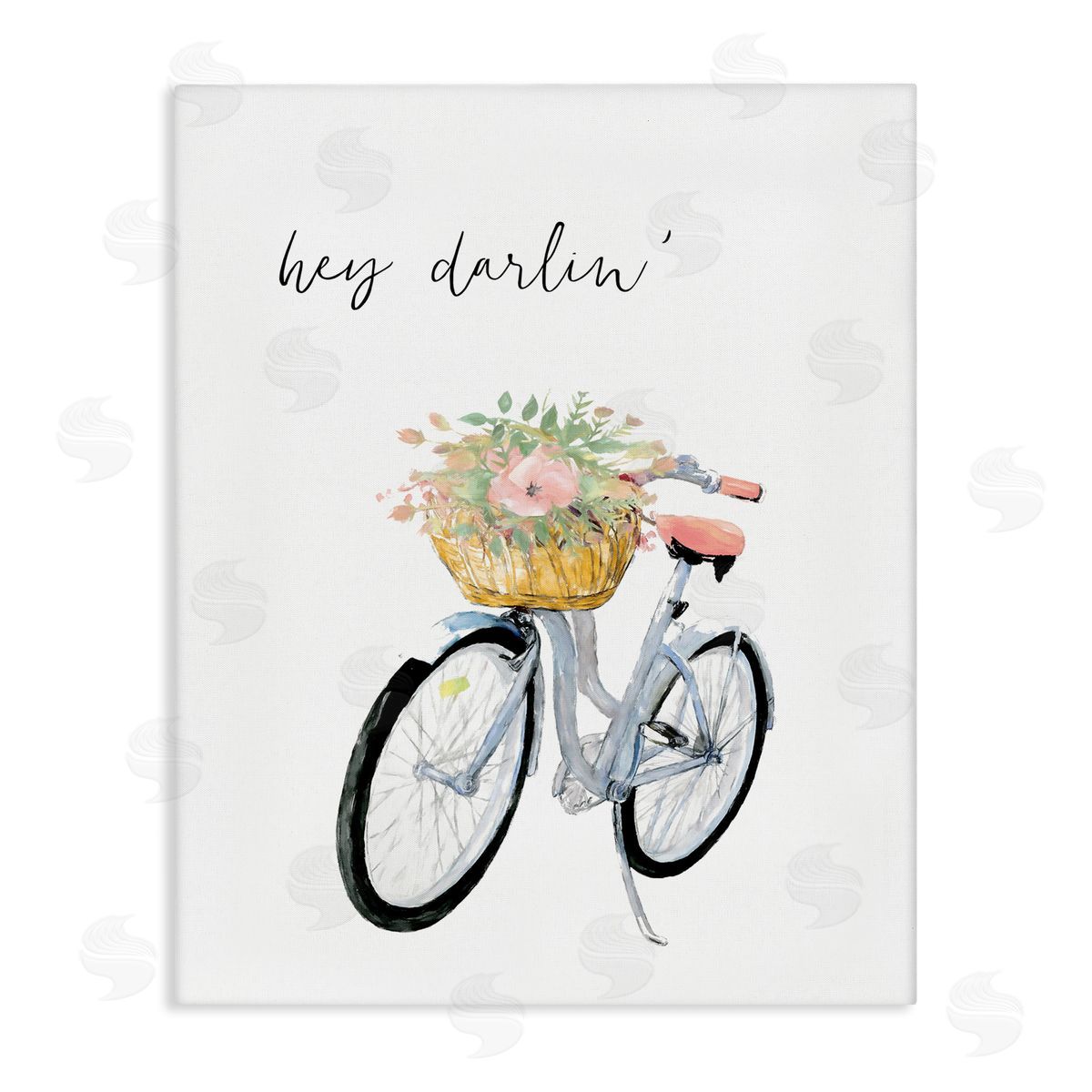 Dogwood Portfolio Hey Darlin' Phrase Blue Handlebar Bicycle Floral Basket