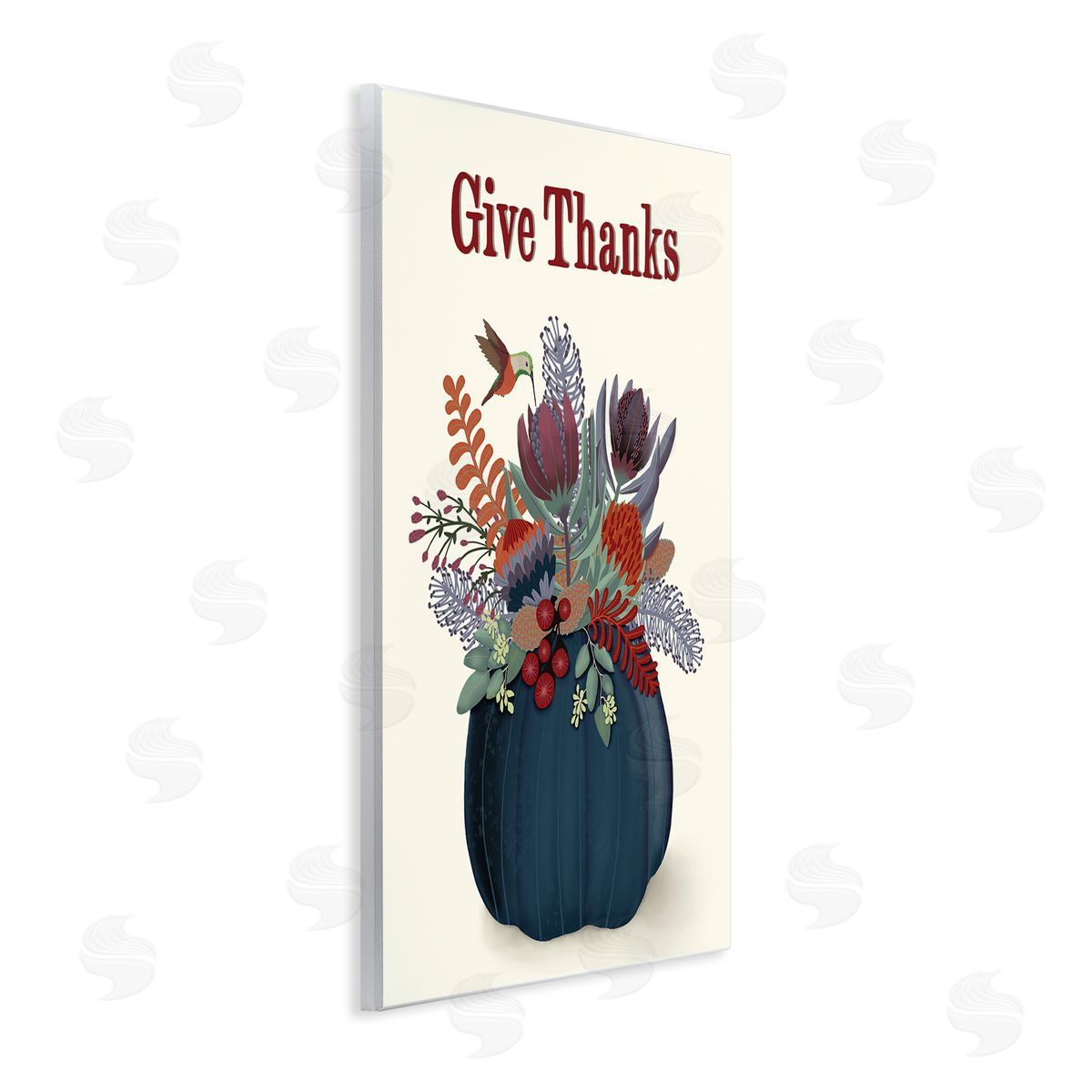 Darlene Seale Give Thanks Blue Autumn Harvest Pumpkin Tropical Florals