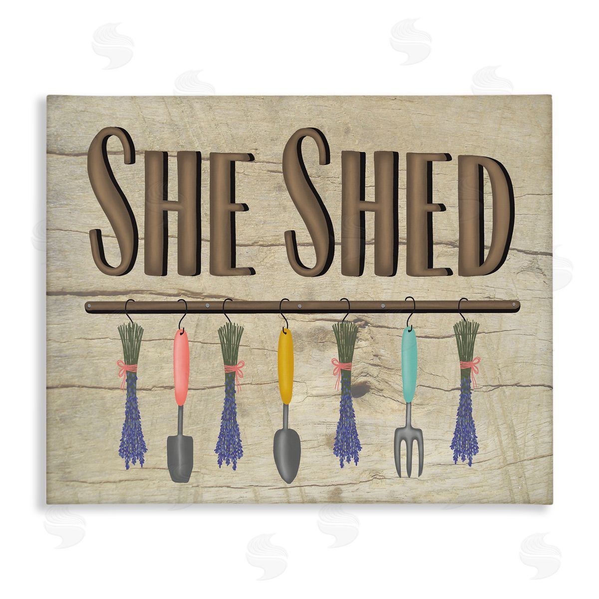 Darlene Seale Rustic She Shed Phrase Lavender Bunches Garden Tools