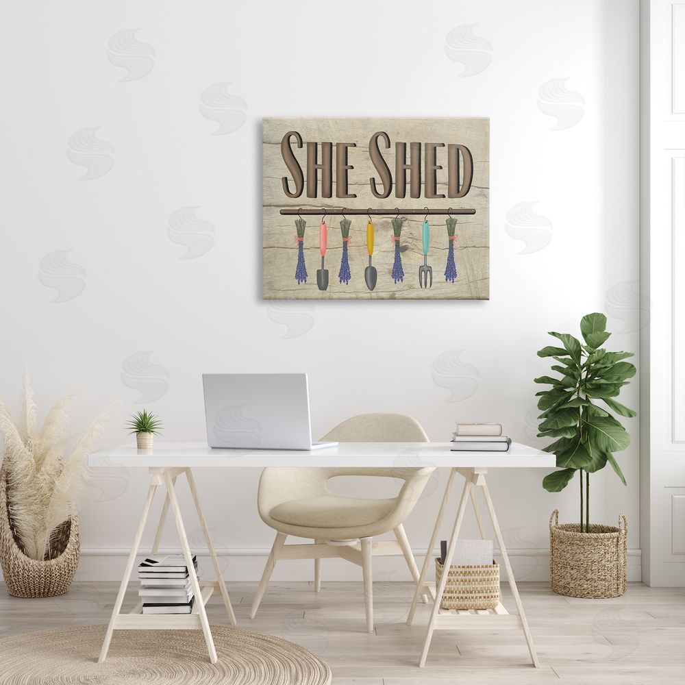 Darlene Seale Rustic She Shed Phrase Lavender Bunches Garden Tools