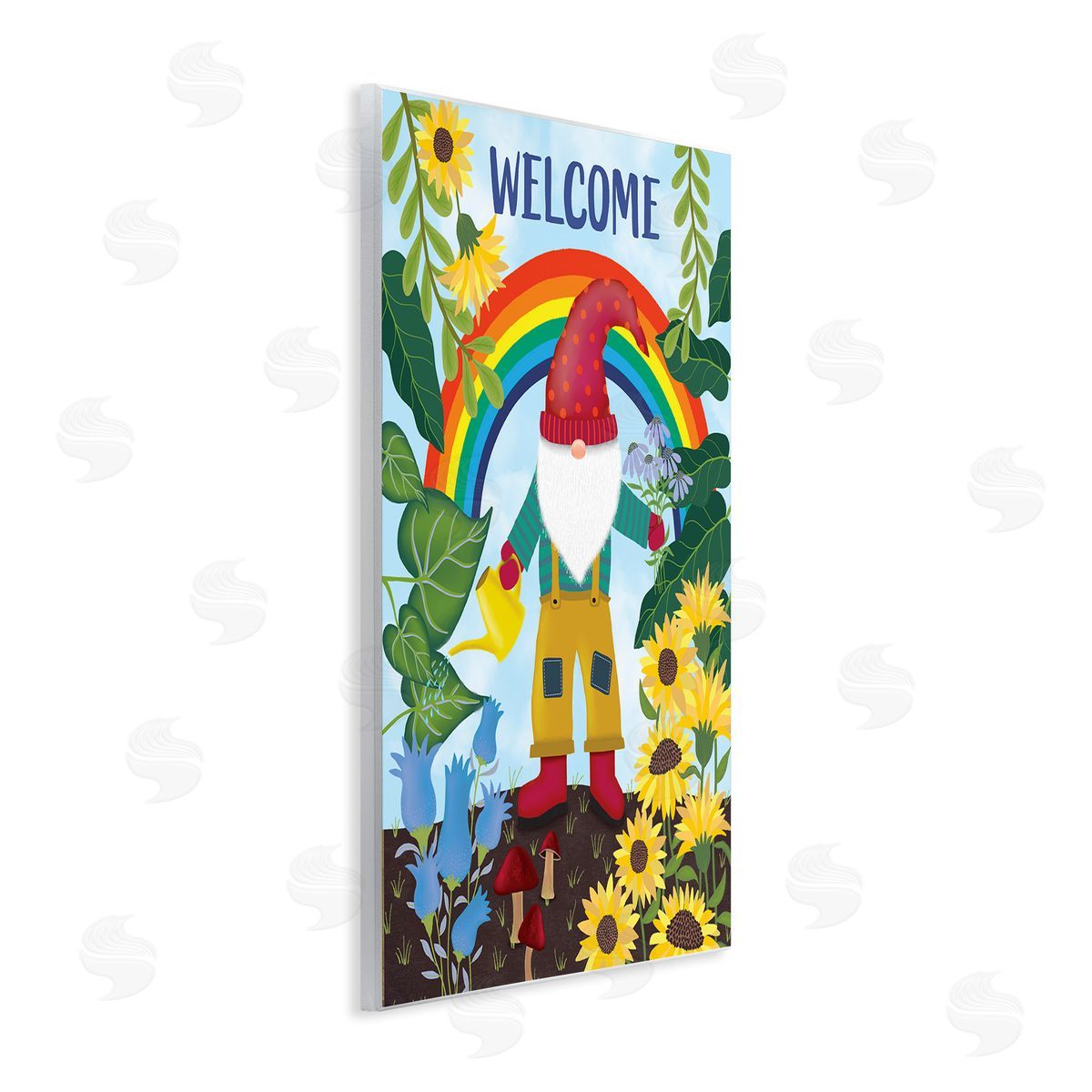 Darlene Seale Rainbow Welcome Garden Gnome Sunflowers Mushrooms