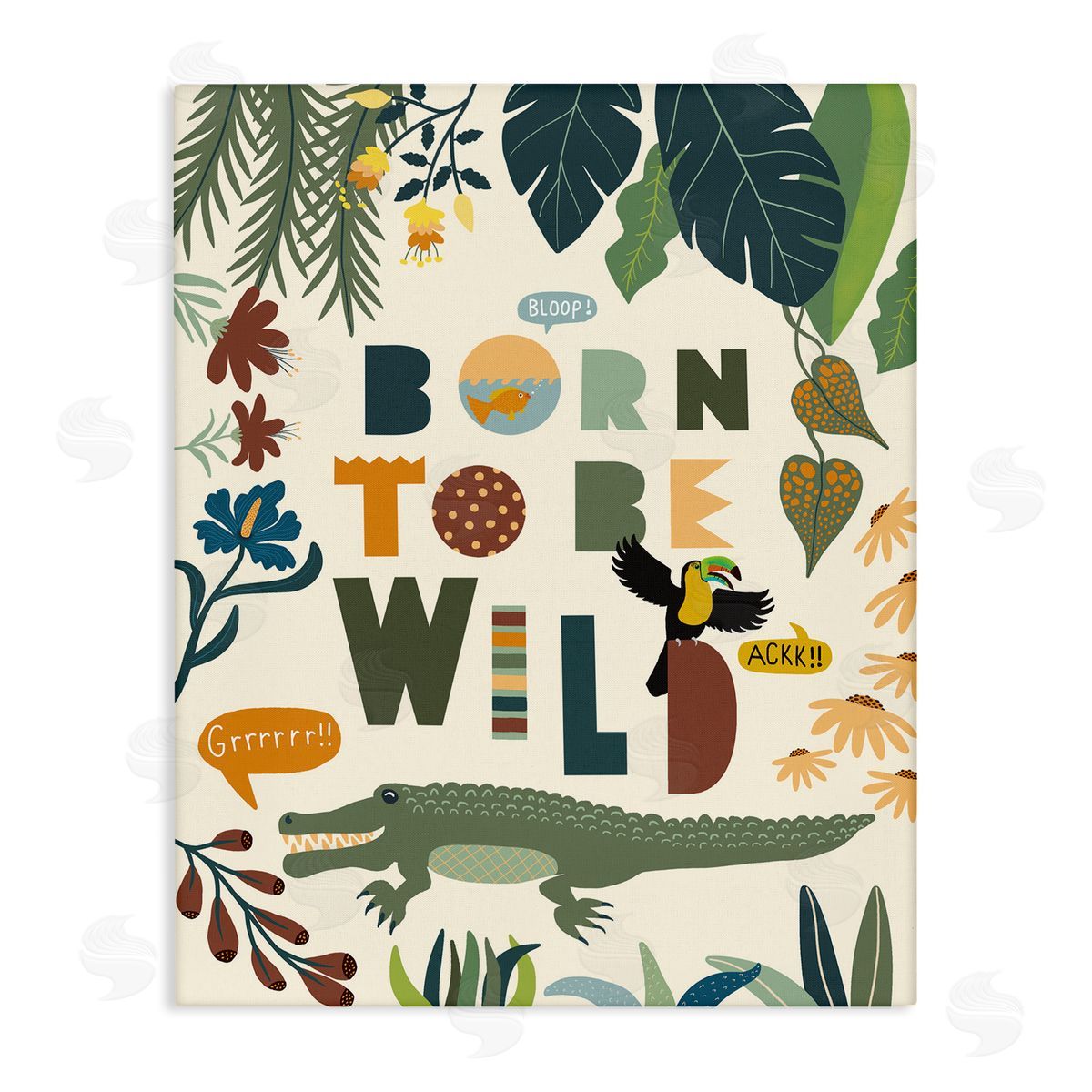 Darlene Seale Born to Be Wild Phrase Tropical Animal Forest Alligator