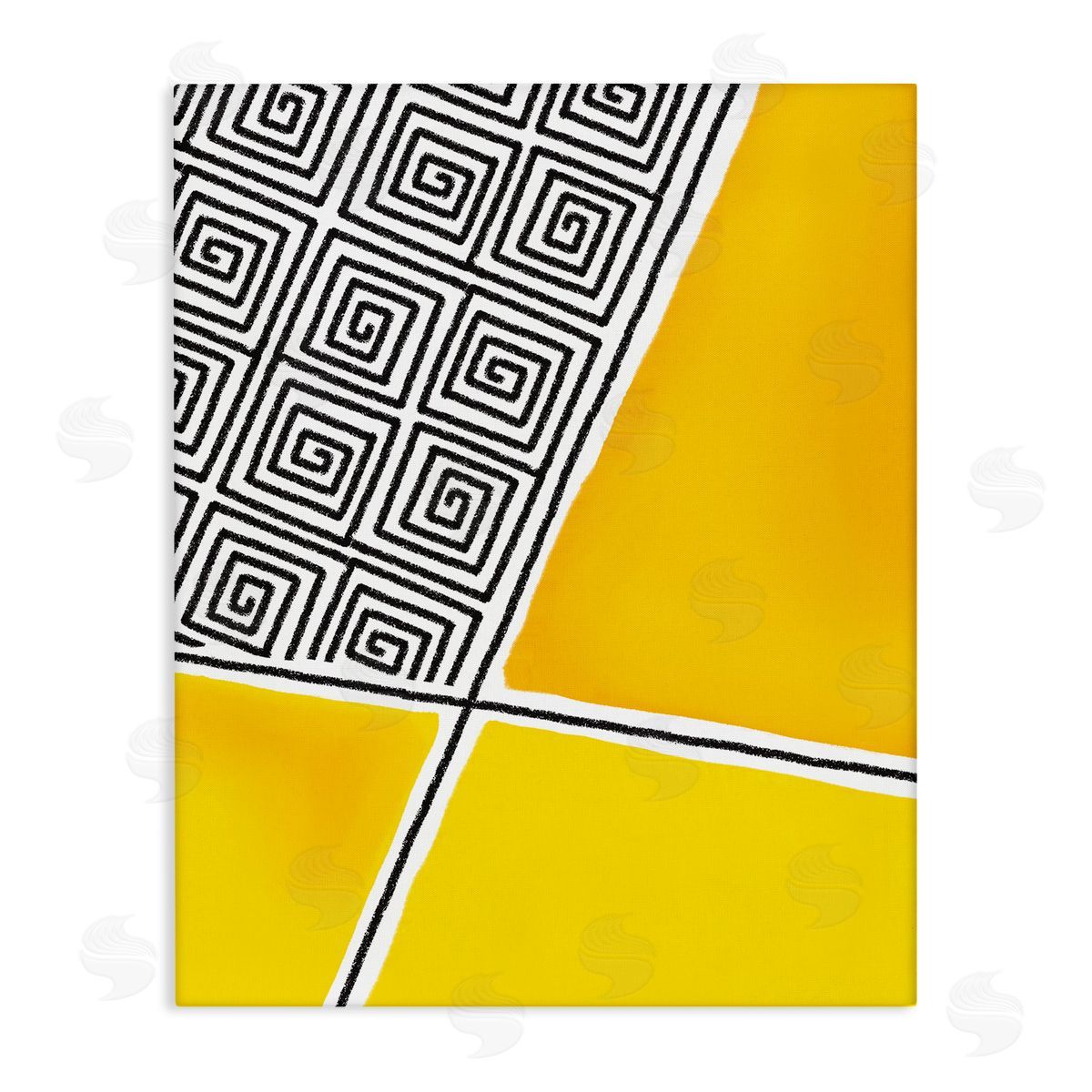 Darlene Seale Asymmetrical Geometrical Yellow Squares Abstract Lines