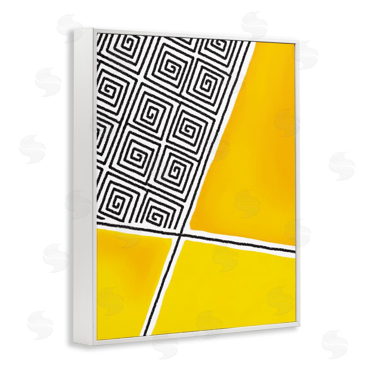 Darlene Seale Asymmetrical Geometrical Yellow Squares Abstract Lines