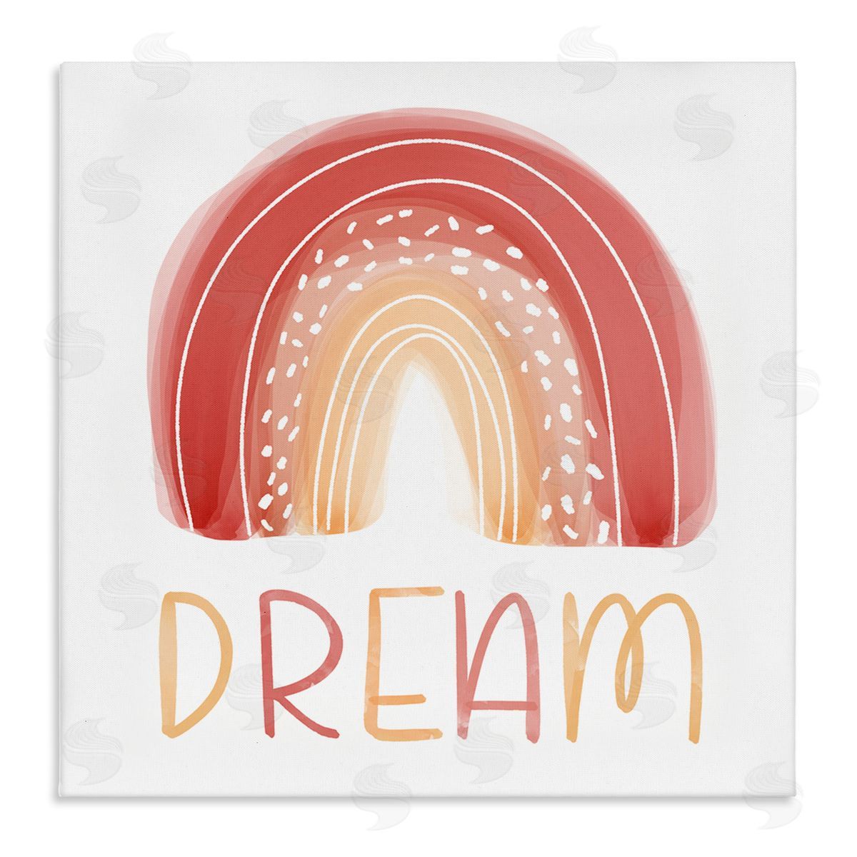 Emily Cromwell Orange Red Dream Rainbow Whimsical Lines Abstract Dots Stretched Canvas Wall Art Print