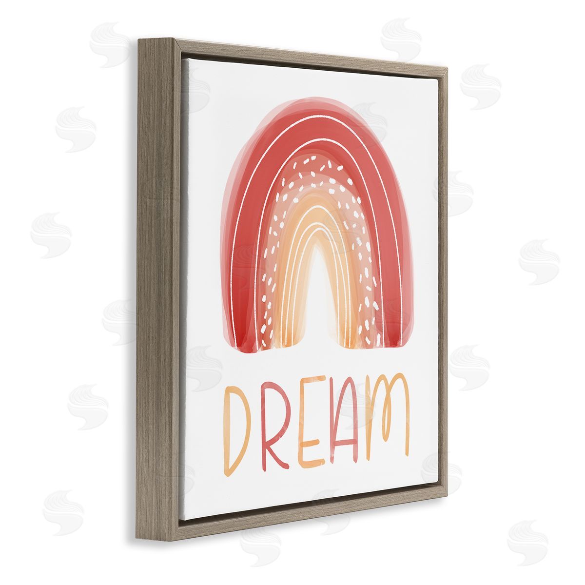 Emily Cromwell Orange Red Dream Rainbow Whimsical Lines Abstract Dots Brown Floating Frame Canvas Wall Art Print
