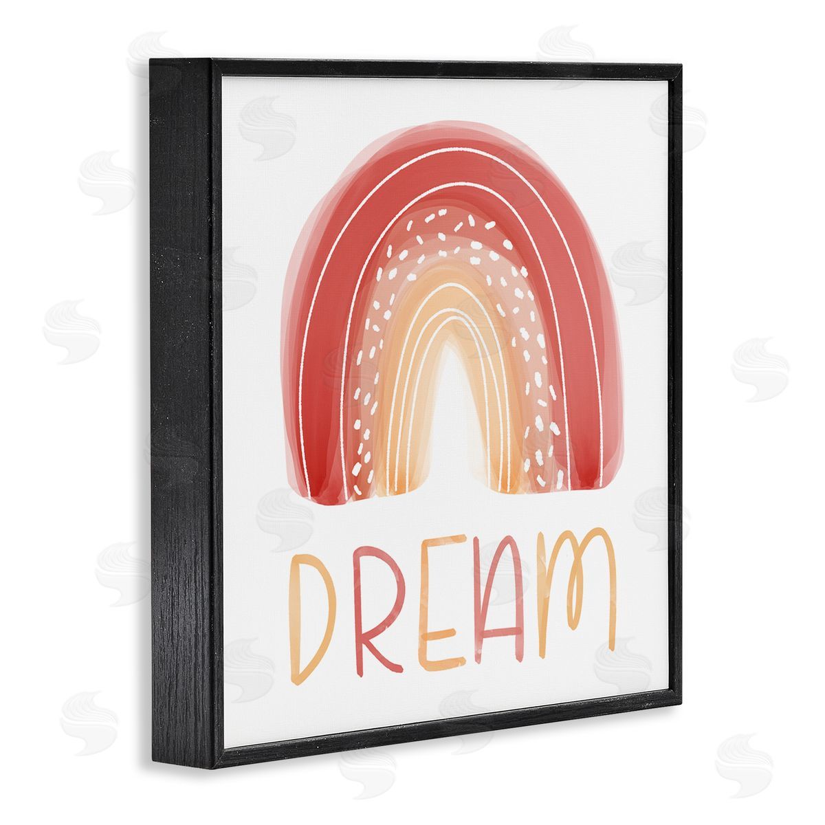 Emily Cromwell Orange Red Dream Rainbow Whimsical Lines Abstract Dots Black Framed Glicee Wall Art Print
