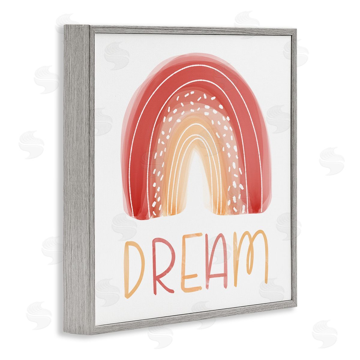 Emily Cromwell Orange Red Dream Rainbow Whimsical Lines Abstract Dots Gray Framed Glicee Wall Art Print