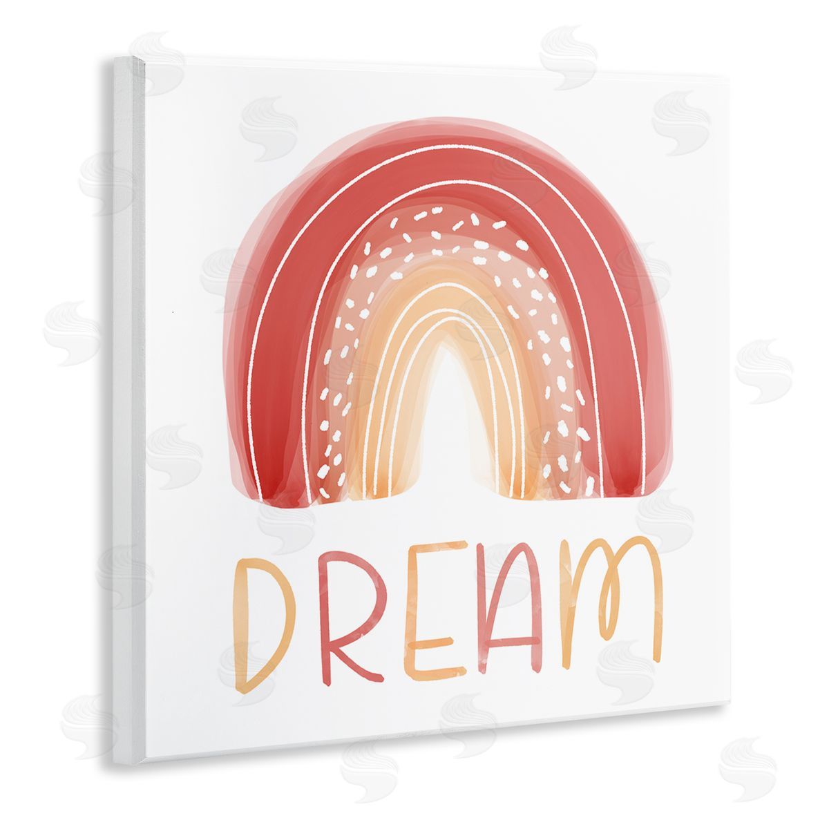 Emily Cromwell Orange Red Dream Rainbow Whimsical Lines Abstract Dots Wooden Wall Plaque Art Print