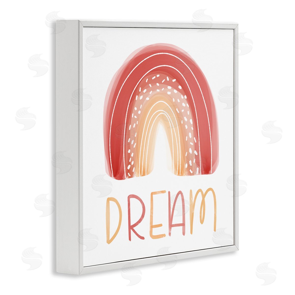 Emily Cromwell Orange Red Dream Rainbow Whimsical Lines Abstract Dots White Framed Glicee Wall Art Print