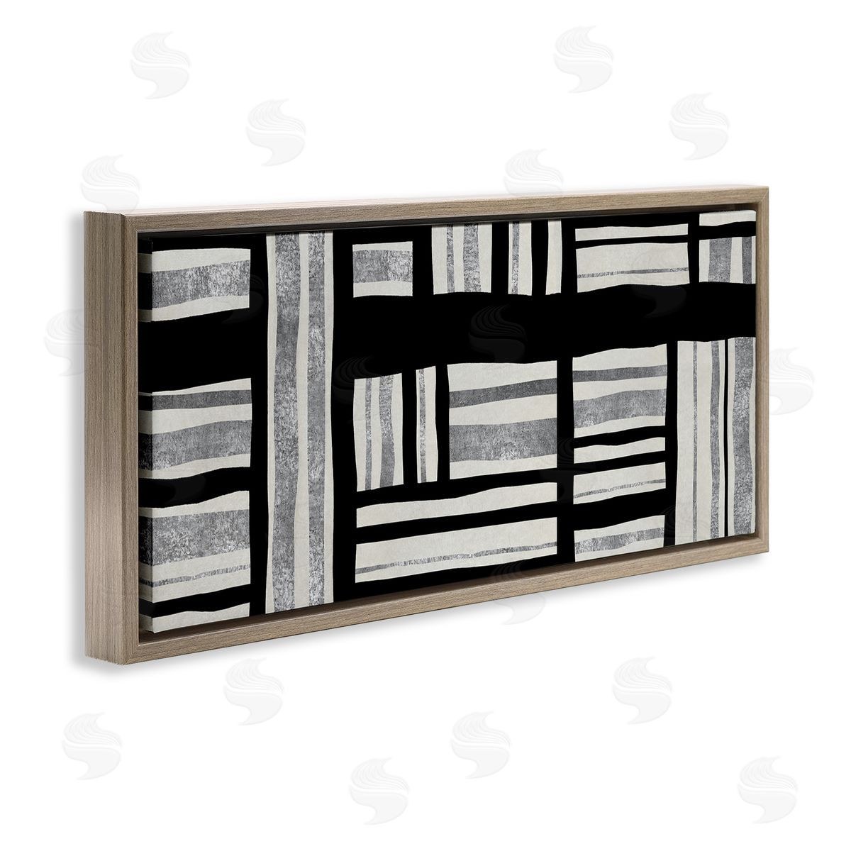 Ellie Roberts Abstract Patchwork Perpendicular Quilted Lines Black Grey