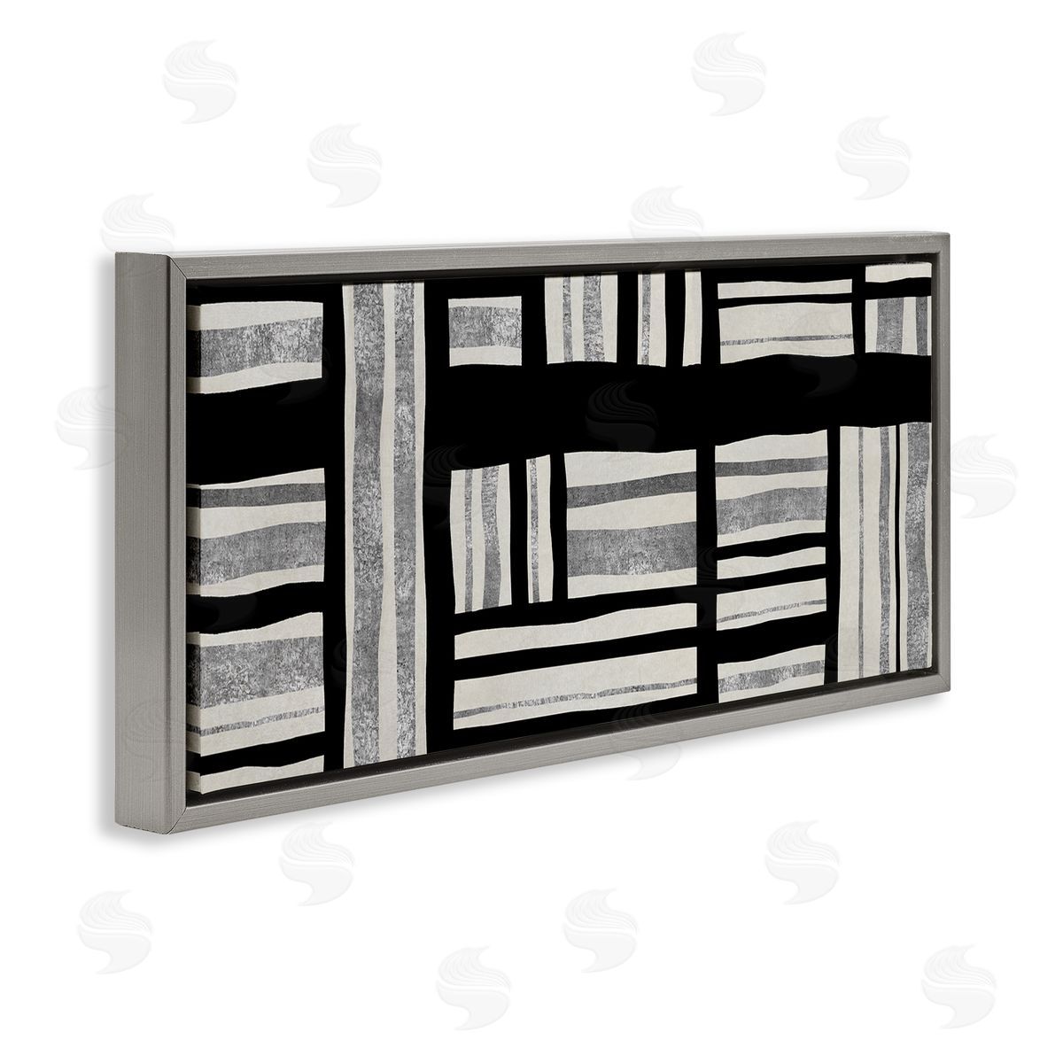 Ellie Roberts Abstract Patchwork Perpendicular Quilted Lines Black Grey