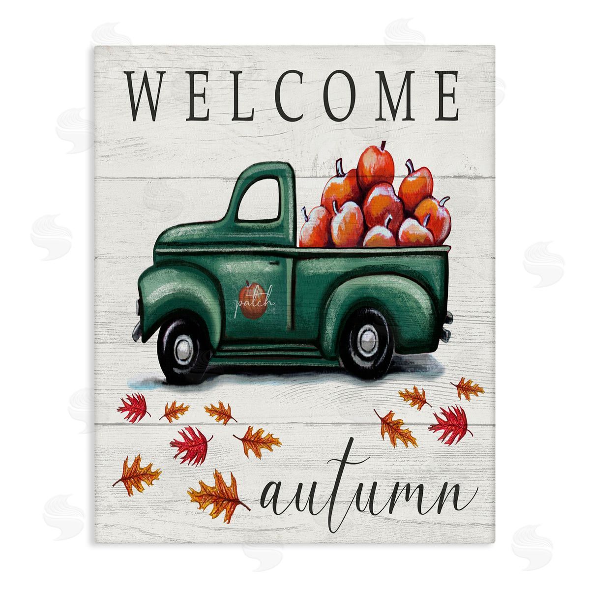 Elizabeth Tyndall Green Farm Truck Autumn Apple Harvest Welcome Sign