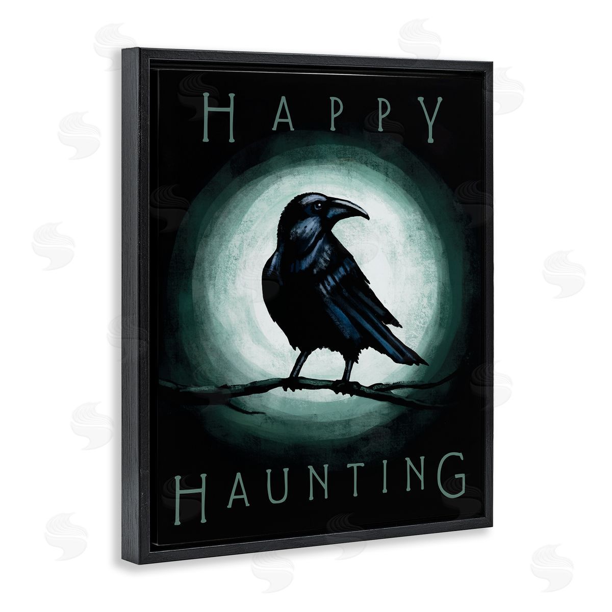 Elizabeth Tyndall Happy Hauntings Phrase Black Crow Perched Festive Halloween