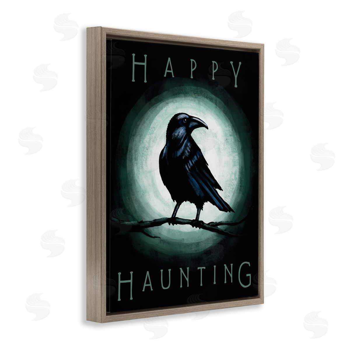 Elizabeth Tyndall Happy Hauntings Phrase Black Crow Perched Festive Halloween