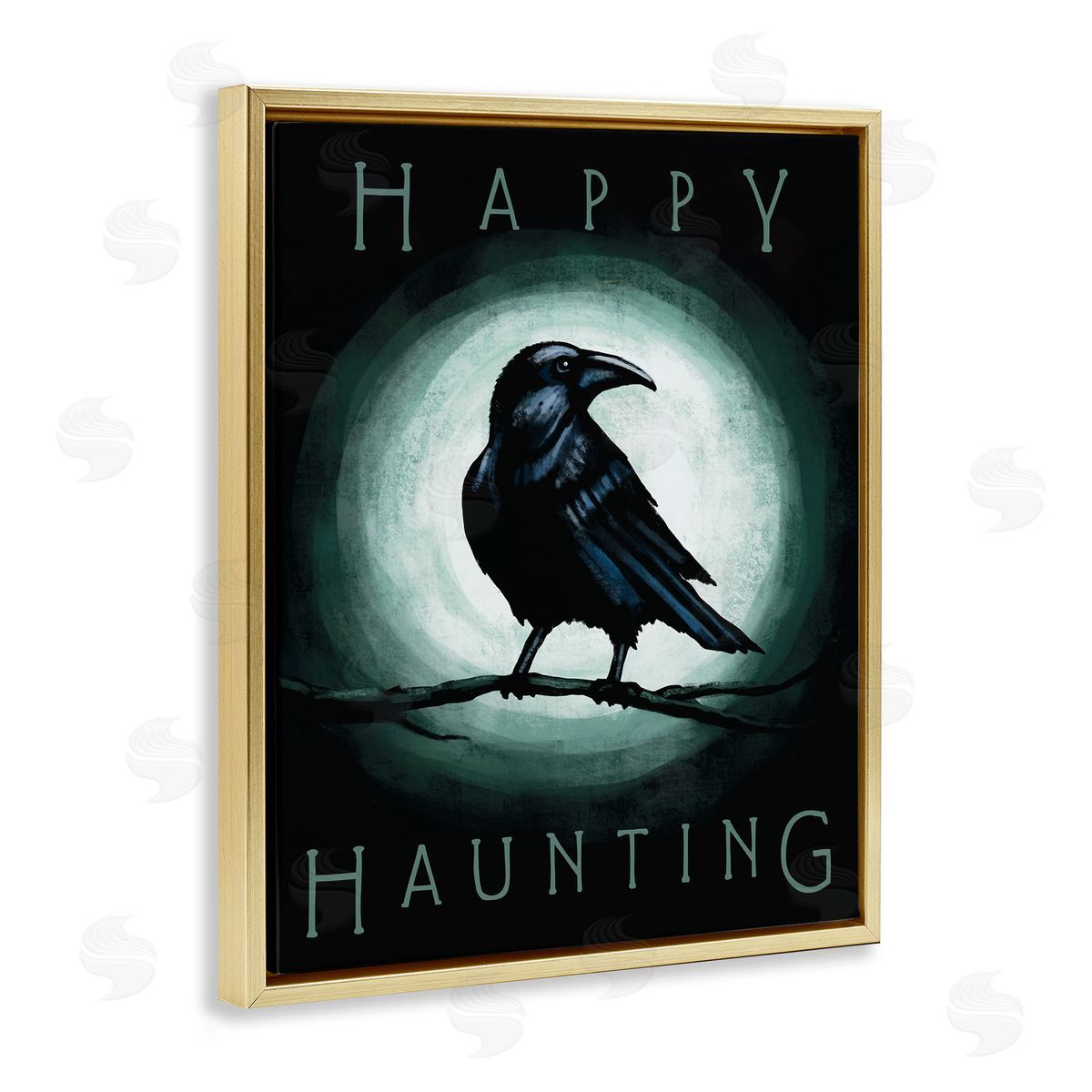 Elizabeth Tyndall Happy Hauntings Phrase Black Crow Perched Festive Halloween