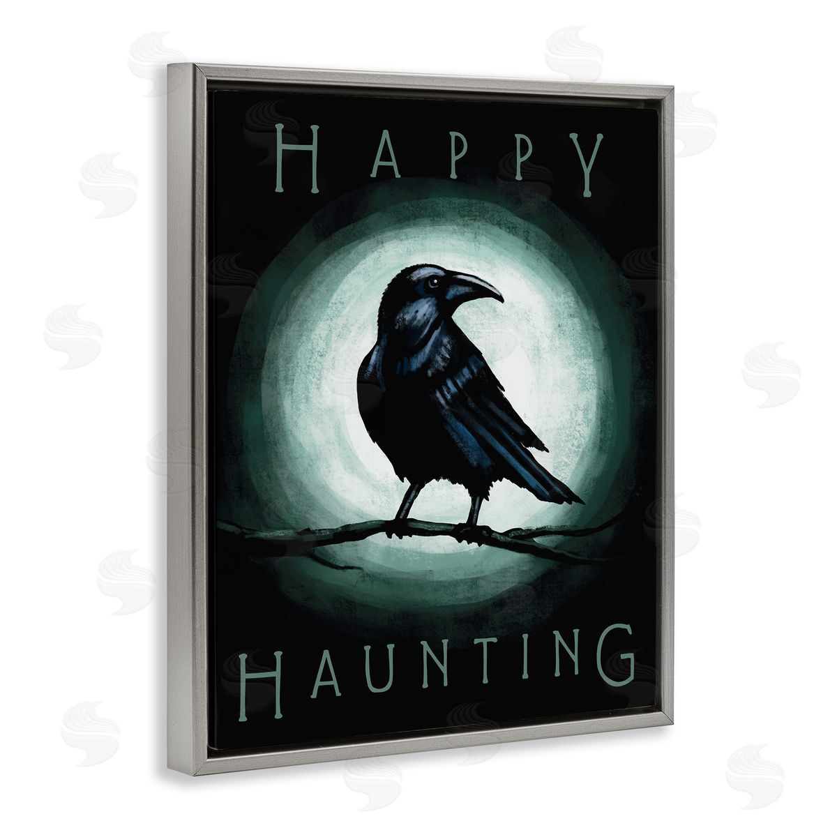 Elizabeth Tyndall Happy Hauntings Phrase Black Crow Perched Festive Halloween