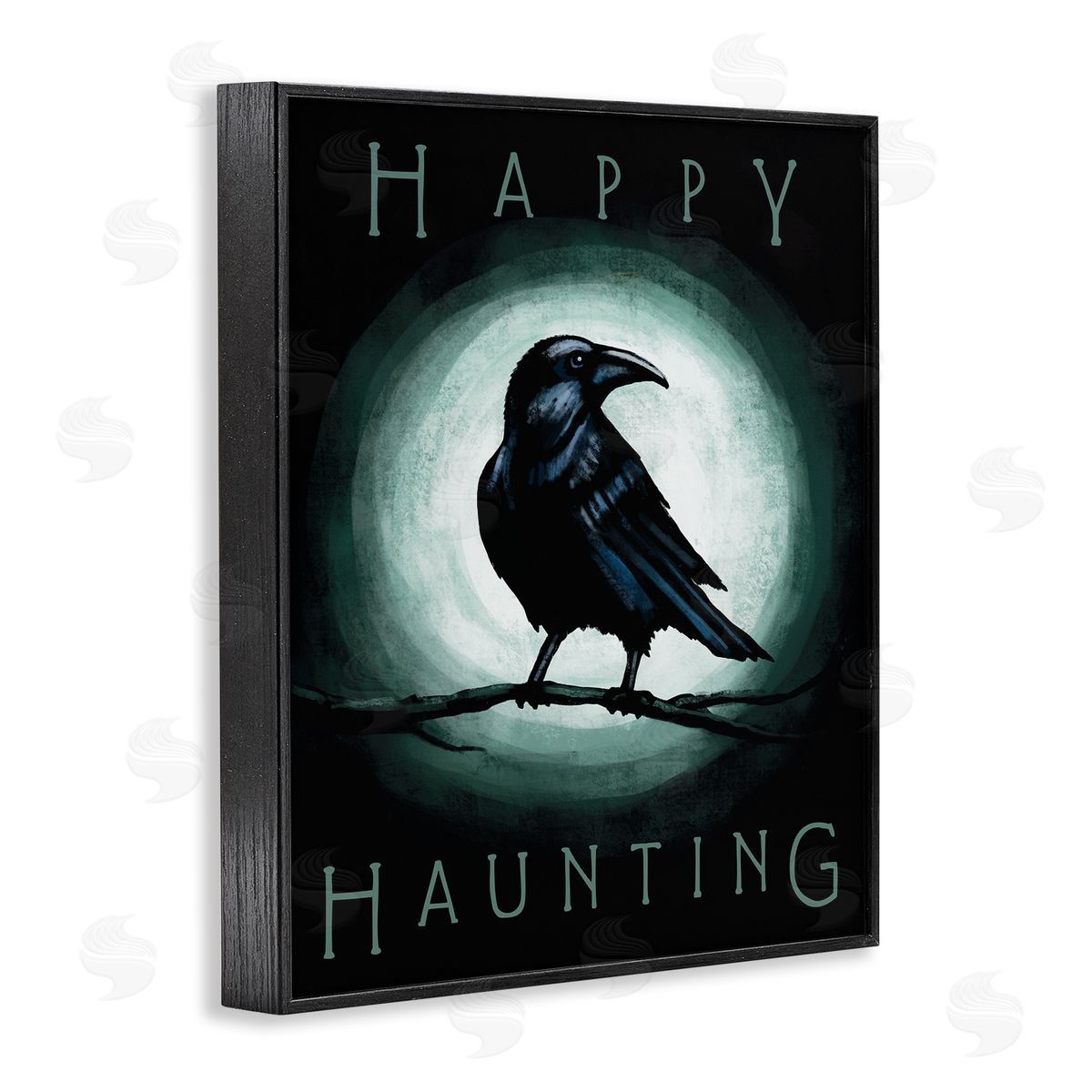 Elizabeth Tyndall Happy Hauntings Phrase Black Crow Perched Festive Halloween